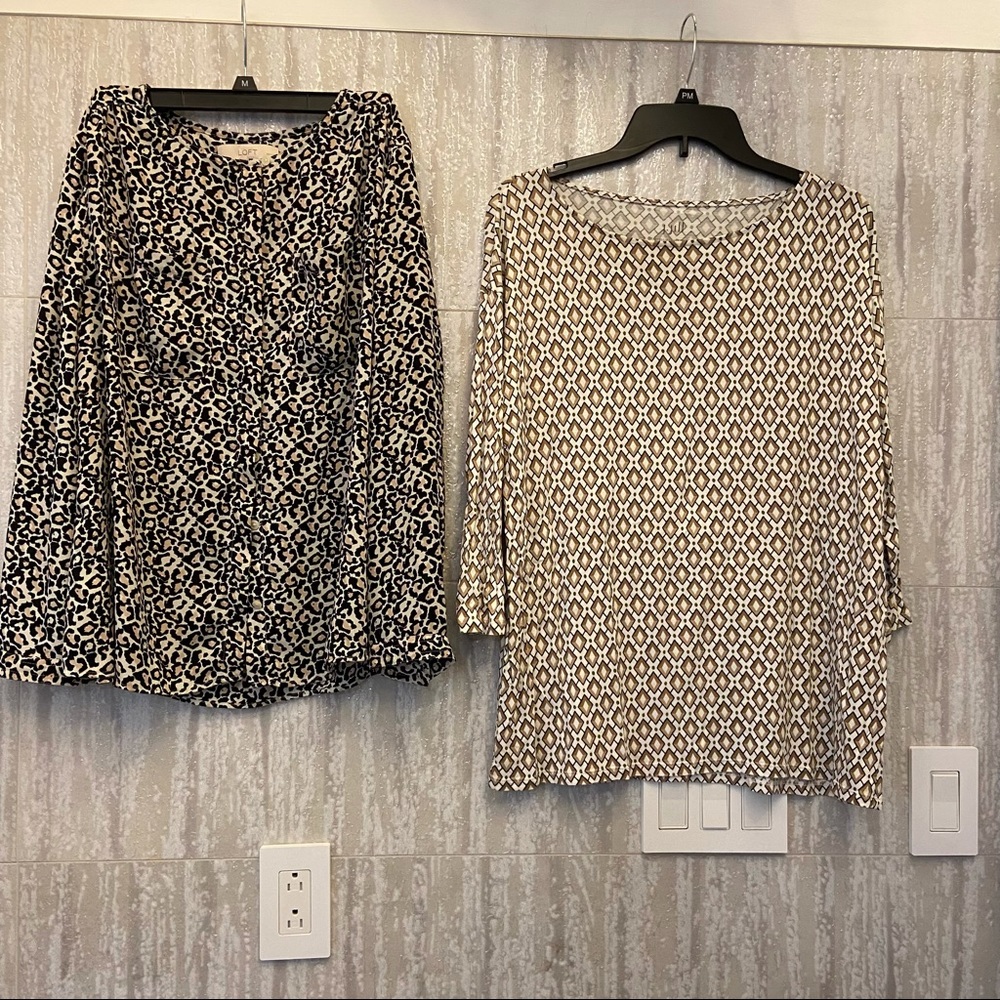 EUC Loft & J. Jill patterned blouses tops - set 2